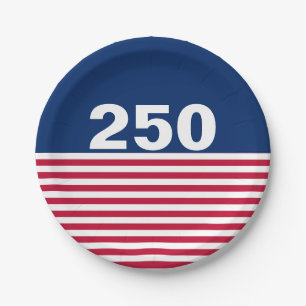 250 Red White and Blue USA Anniversary Paper Plate
