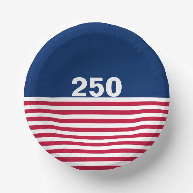 250 Red White and Blue USA Anniversary Paper Plate (Front)