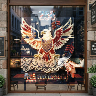 250 USA Anniversary Majestic Eagle Ivory Patriotic Window Cling
