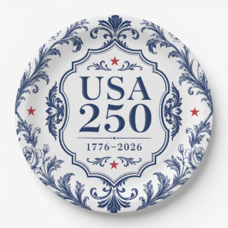 250 USA Floral Paper Plate
