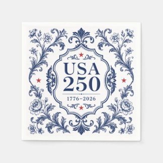 250 USA Floral Paper Plate Napkin