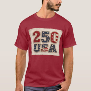 250 USA Vintage Embroidery Art T-Shirt