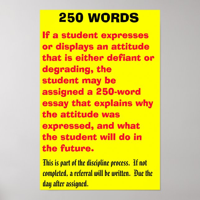 250 words - Customised Poster (Front)