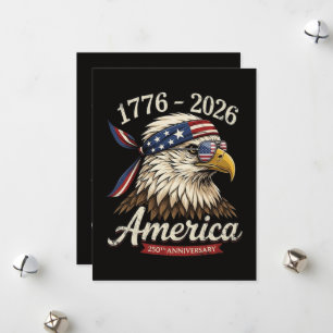 250 Year America 1776 2026 Eagle Vintage Holiday Card