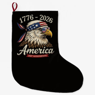 250 Year America 1776 2026 Eagle Vintage Large Christmas Stocking