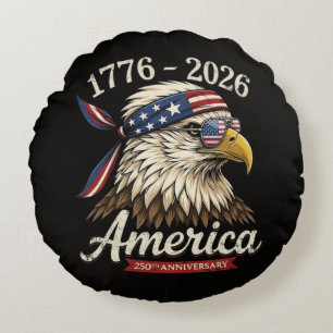 250 Year America 1776 2026 Eagle Vintage Round Cushion