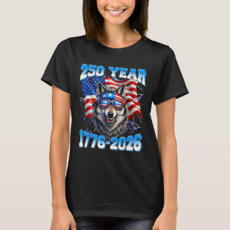 250 Year American 1776 2026 250th Wolf Patriotic 4 T-Shirt