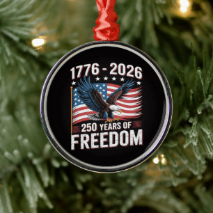 250 Years 1776 2026 250th 4th July Metal Tree Decoration