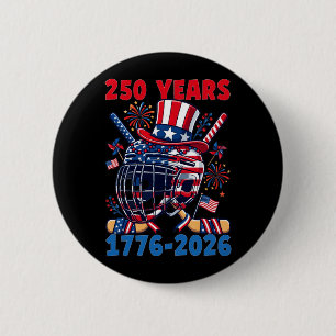 250 Years 1776 2026 250th Anniversary Ice Hockey 6 Cm Round Badge