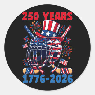 250 Years 1776 2026 250th Anniversary Ice Hockey Classic Round Sticker