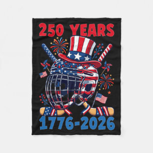 250 Years 1776 2026 250th Anniversary Ice Hockey Fleece Blanket