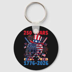 250 Years 1776 2026 250th Anniversary Ice Hockey Key Ring