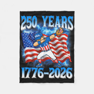 250 Years 1776 2026 250th Baseball American Flag 4 Fleece Blanket