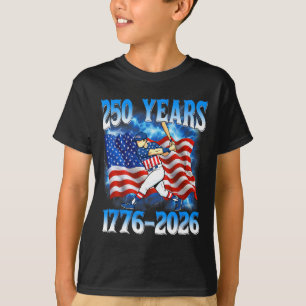 250 Years 1776 2026 250th Baseball American Flag 4 T-Shirt