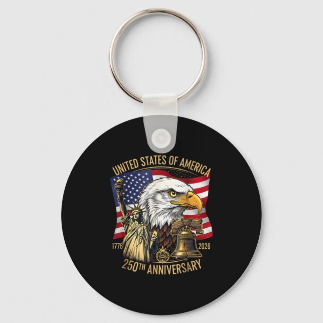250 Years 1776-2026 250th Birthday Eagle Liberty B Key Ring (Front)