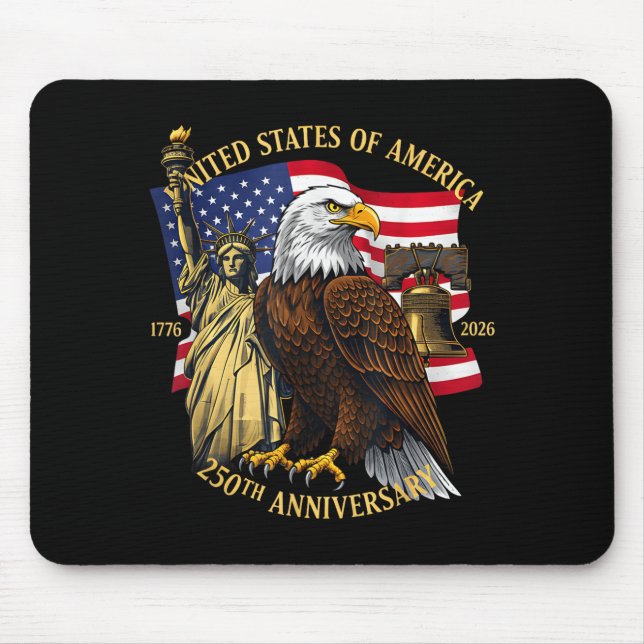 250 Years 1776-2026 250th Birthday Eagle Liberty B Mouse Mat (Front)