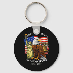 250 Years 1776-2026 250th Birthday Eagle Liberty Key Ring