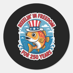 250 Years 1776-2026 250th Birthday Fishing _1 Classic Round Sticker