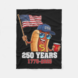 250 Years 1776-2026 250th Birthday Hotdog  Fleece Blanket