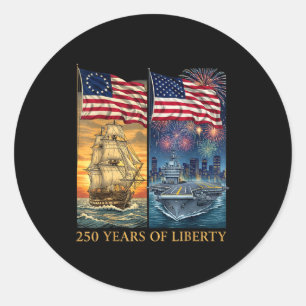 250 Years 1776-2026 250th Birthday Liberty Ships  Classic Round Sticker