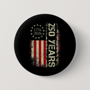 250 Years 1776-2026 250th Birthday Usa American Fl 6 Cm Round Badge