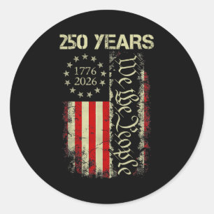 250 Years 1776-2026 250th Birthday Usa Flag Patrio Classic Round Sticker