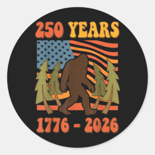 250 Years 1776-2026 Aamerican Flag Bigfoot 4th Of Classic Round Sticker