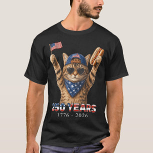 250 Years 1776 2026 Funny Cat Lover Usa Flag 4th T-Shirt