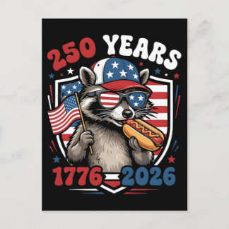 250 years 1776 2026 patriotic raccoon usa independ holiday postcard