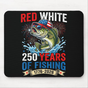 250 years 1776-2026 patriotic red white & bass mouse mat