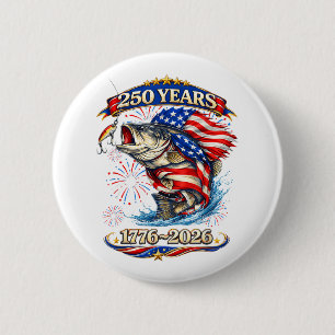 250 Years 1776-2026 Trout Fishing 6 Cm Round Badge