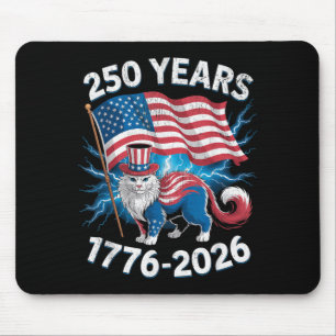 250 Years 250th Anniversary 1776-2026 Funny Cat Mouse Mat