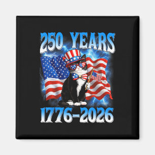 250 Years 250th Anniversary Usa Cat American Flag Magnet