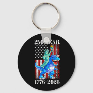 250 Years 250th Anniversary USA Dino 4th of July Key Ring