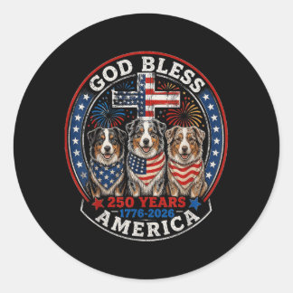 250 Years Aamerica Australian Shepherd Dog Usa 4th Classic Round Sticker