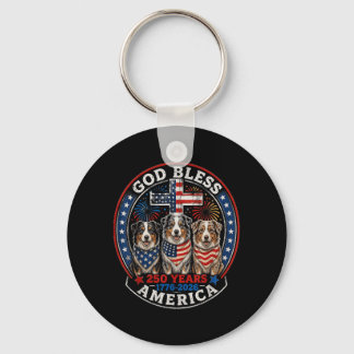 250 Years Aamerica Australian Shepherd Dog Usa 4th Key Ring