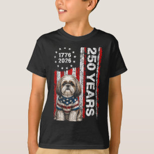 250 Years Aamerica Shih Tzu Patriotic Usa Dom 4th T-Shirt