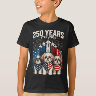 250 Years Aamerica Shih Tzu Patriotic Usa Dom 4th T-Shirt