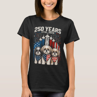 250 Years Aamerica Shih Tzu Patriotic Usa Dom 4th T-Shirt
