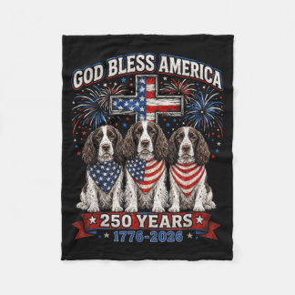 250 Years Aamerica Springer Spaniel Dog Usa 4th Of Fleece Blanket