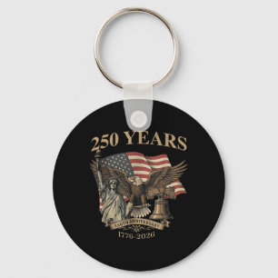 250 Years America 1776-2026 Liberty Eagle USA Flag Key Ring