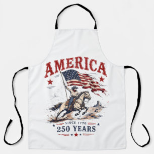 250 Years America 1776 2026 Patriotic Cowboy Apron