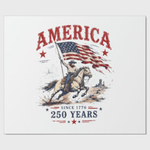 250 Years America 1776 2026 Patriotic Cowboy Wrapping Paper