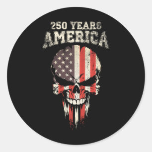 250 Years America 4th July Usa Flag Skull Classic Round Sticker