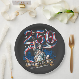 250 Years America Anniversary 1776 2026 Paper Plate