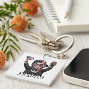 250 Years America Anniversary 1776 Lincoln Abe Key Ring