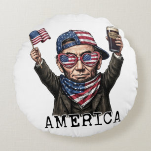 250 Years America Anniversary 1776 Lincoln Abe Round Cushion