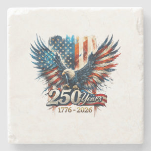 250 Years America Anniversary 250th Independence D Stone Coaster