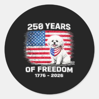 250 Years America Anniversary Bichon Frise 250th A Classic Round Sticker