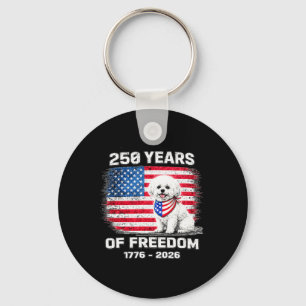 250 Years America Anniversary Bichon Frise 250th A Key Ring